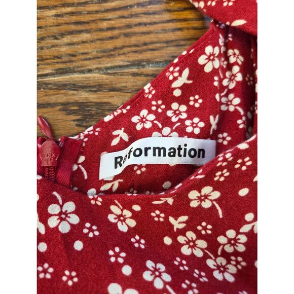 Reformation Yves Red Floral Mini Dress Size 12 - Picture 2 of 4
